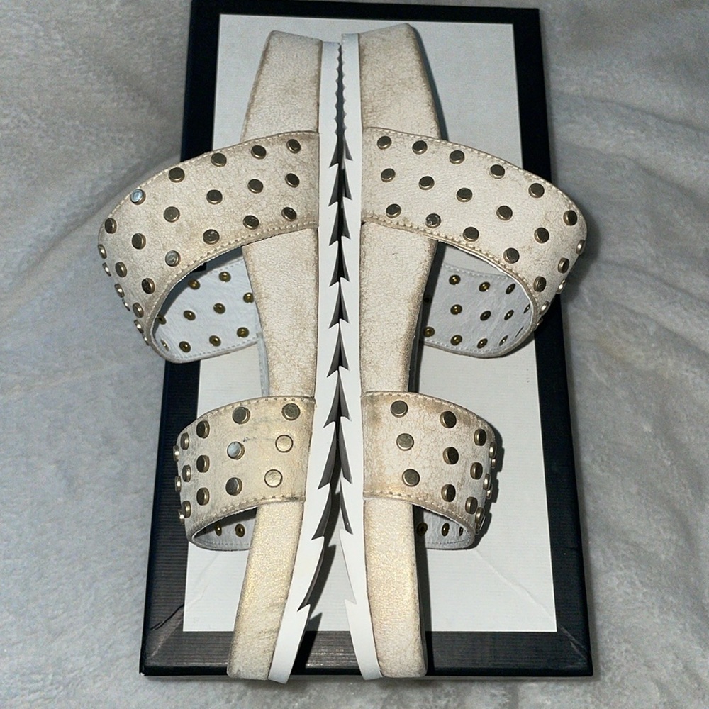 NWT J/SLIDES ERIKA Bronze Metallic Suede Sandal - Picture 12 of 15